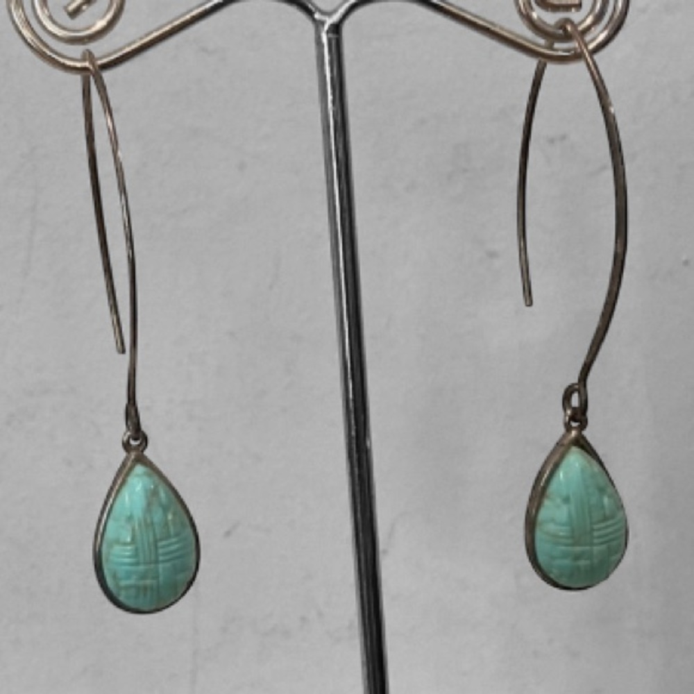 Silver and Turquoise Drop Earrings 925